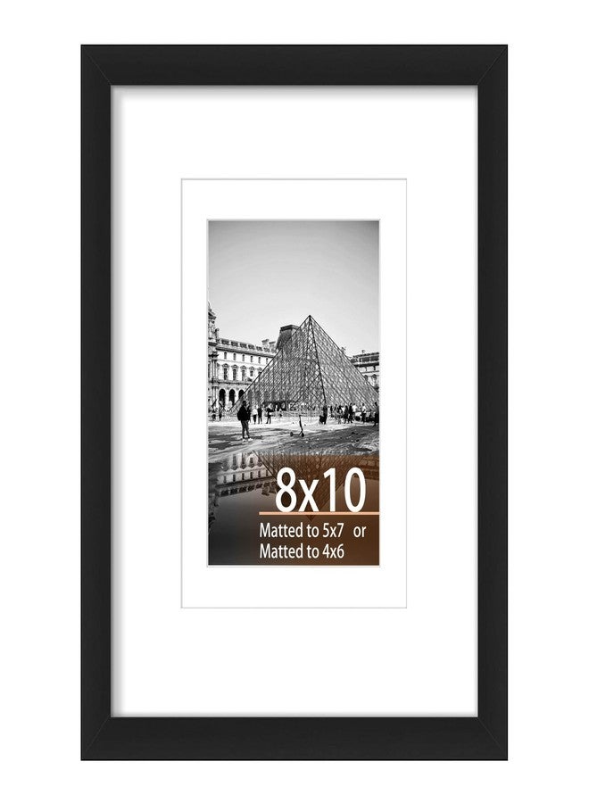 YCCXBW 8x10 Picture Frame, Display Photo 5x7 and 4x6 With Mat or 8x10 Without Mat Picture Frame Covered by Plexiglass Engineered Wood Frame For Table Top and Wall Mounting (Black, 8X10 MDF) - Image 1